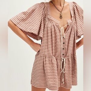 NEW! Free People County Line Plaid Romper | Pink Combo | Sz. Small